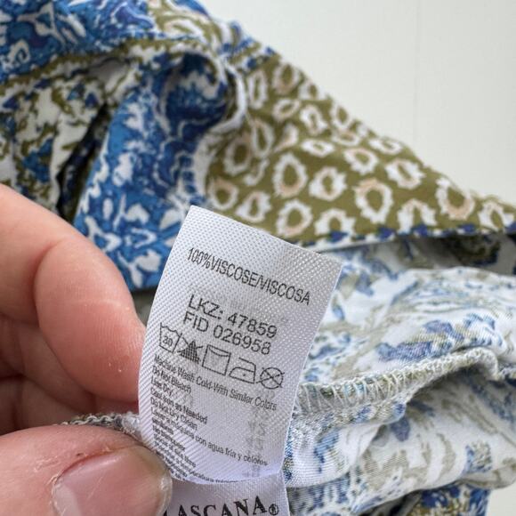 Lascana Pants Womens 8 Blue Green Printed Wide Leg Boho Coastal - Picture 7 of 11